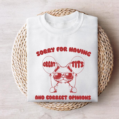 Sorry For Having Great Tits Funny Feminism and Sarcastic Cat Vintage