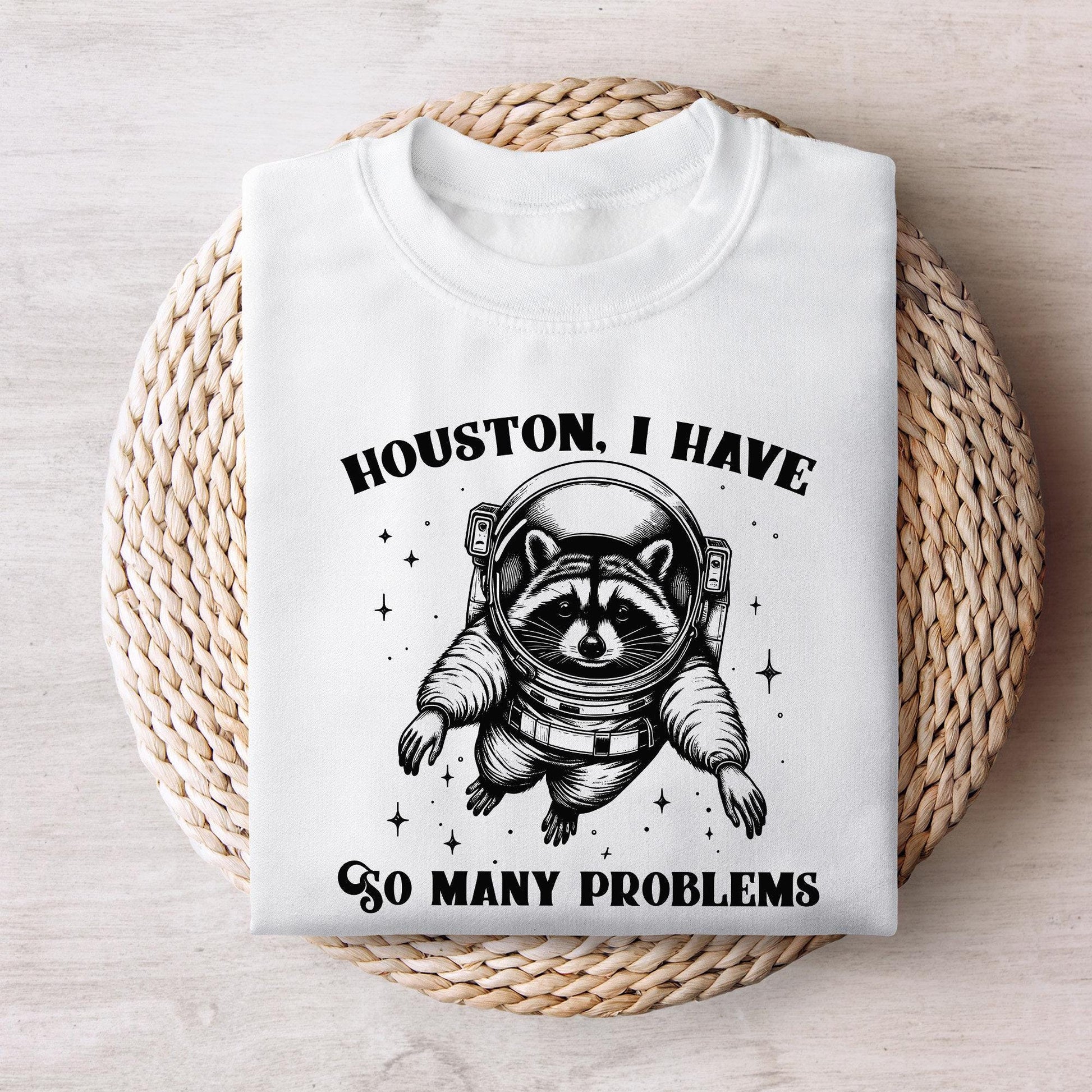 Houston I Have So Many Problems PNG, Funny Raccoon in Space - 300 DPI