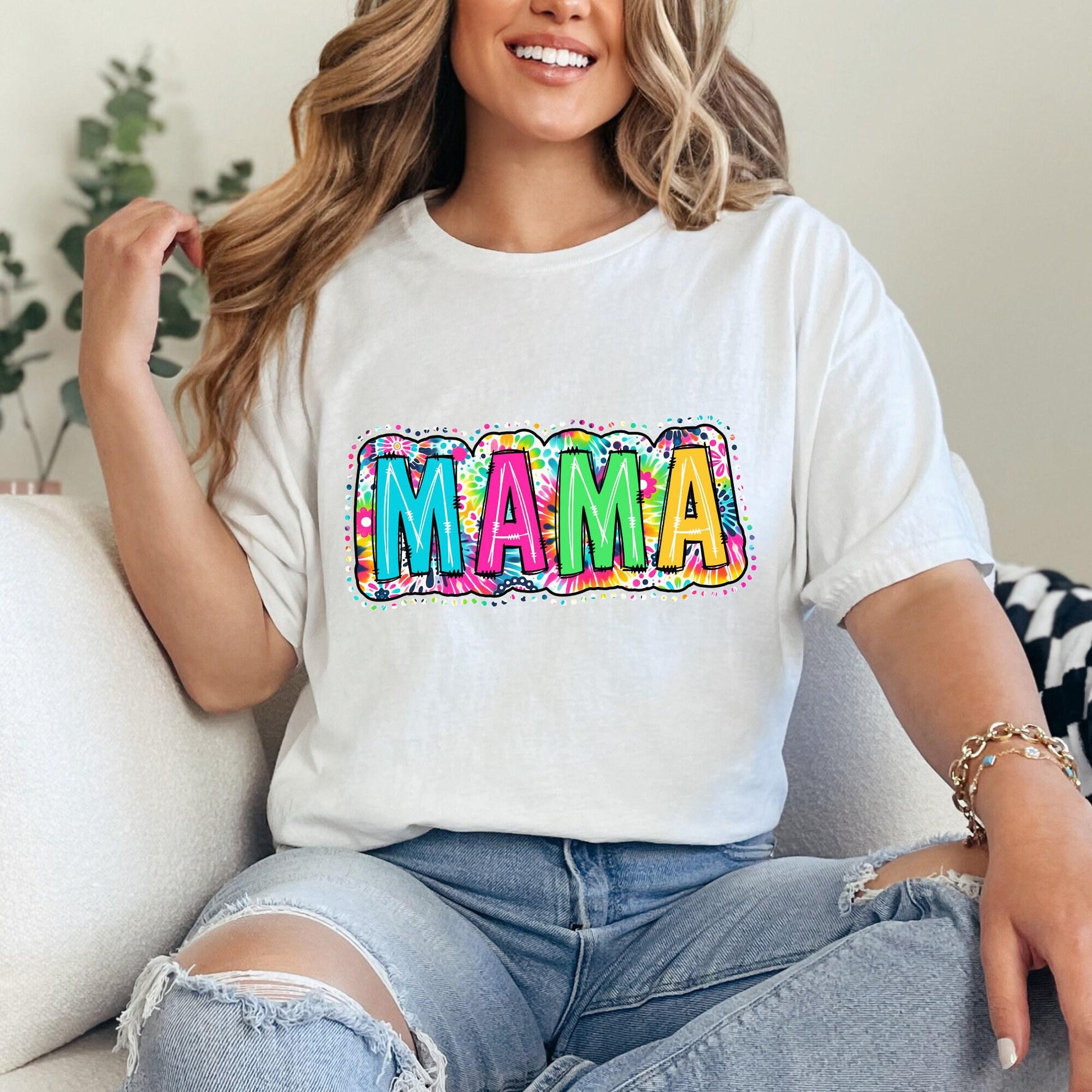 Mama PNG, Bright Paisley Floral - 300 DPI Design for T-Shirt