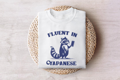 Fluent In Yapanese PNG, Funny Raccoon Vintage Design - 300 DPI Design for