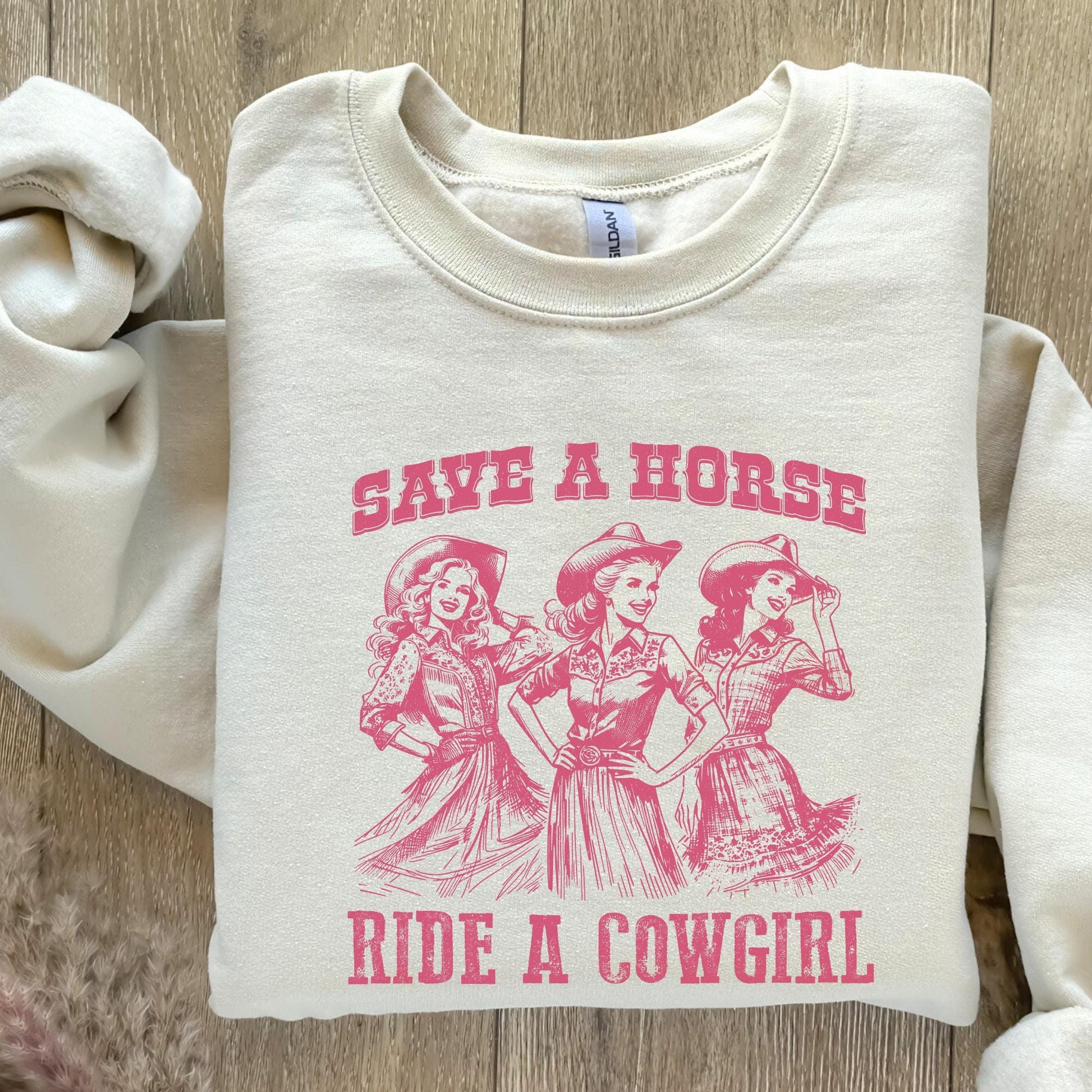 Retro Save A Horse Ride A Cowgirl PNG, Funny Lesbian Cowgirl Digital