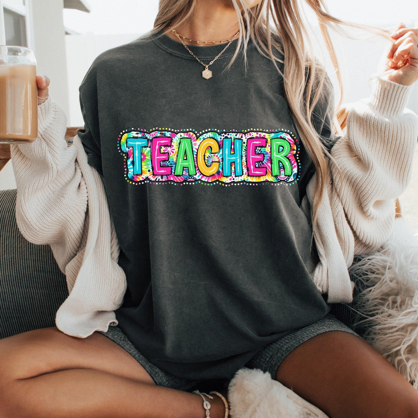 Teacher PNG, Bright Paisley Floral - 300 DPI Design for T-Shirt