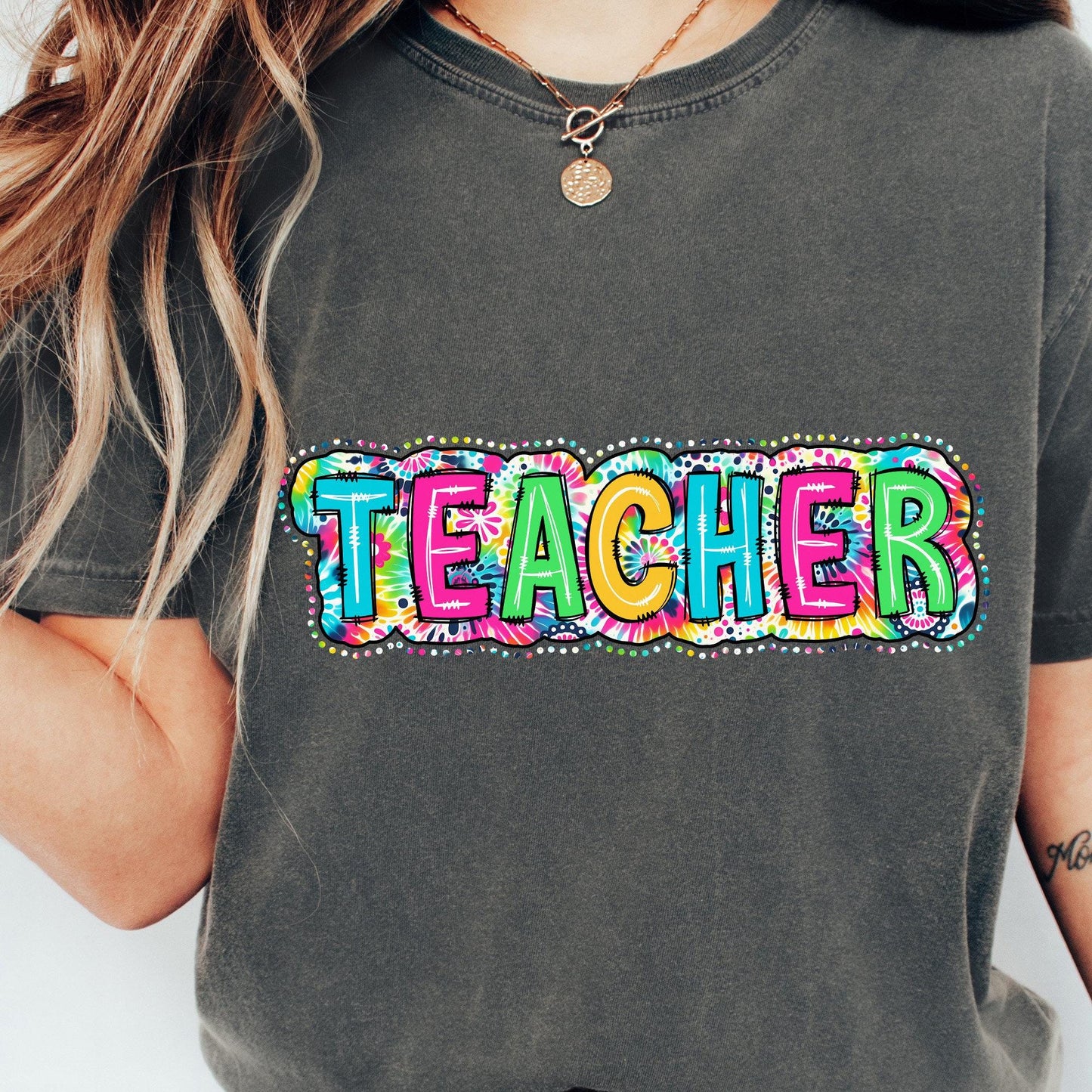 Teacher PNG, Bright Paisley Floral - 300 DPI Design for T-Shirt
