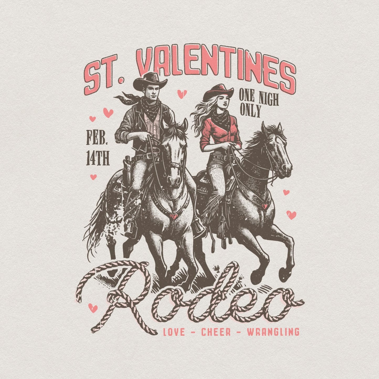 St. Valentine's Wild West Rodeo, Vintage Western Valentine Design - 300