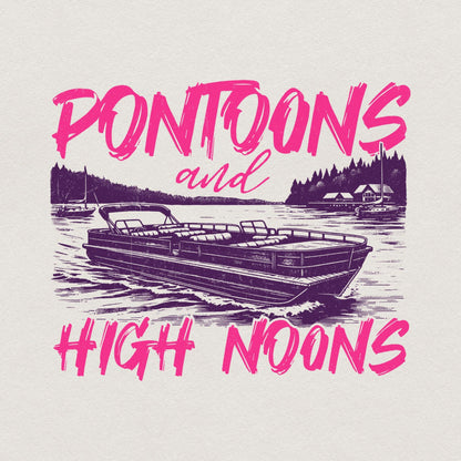 Pontoons and High Noons Retro Vintage Neon Summer Boat PNG, Trendy Beer