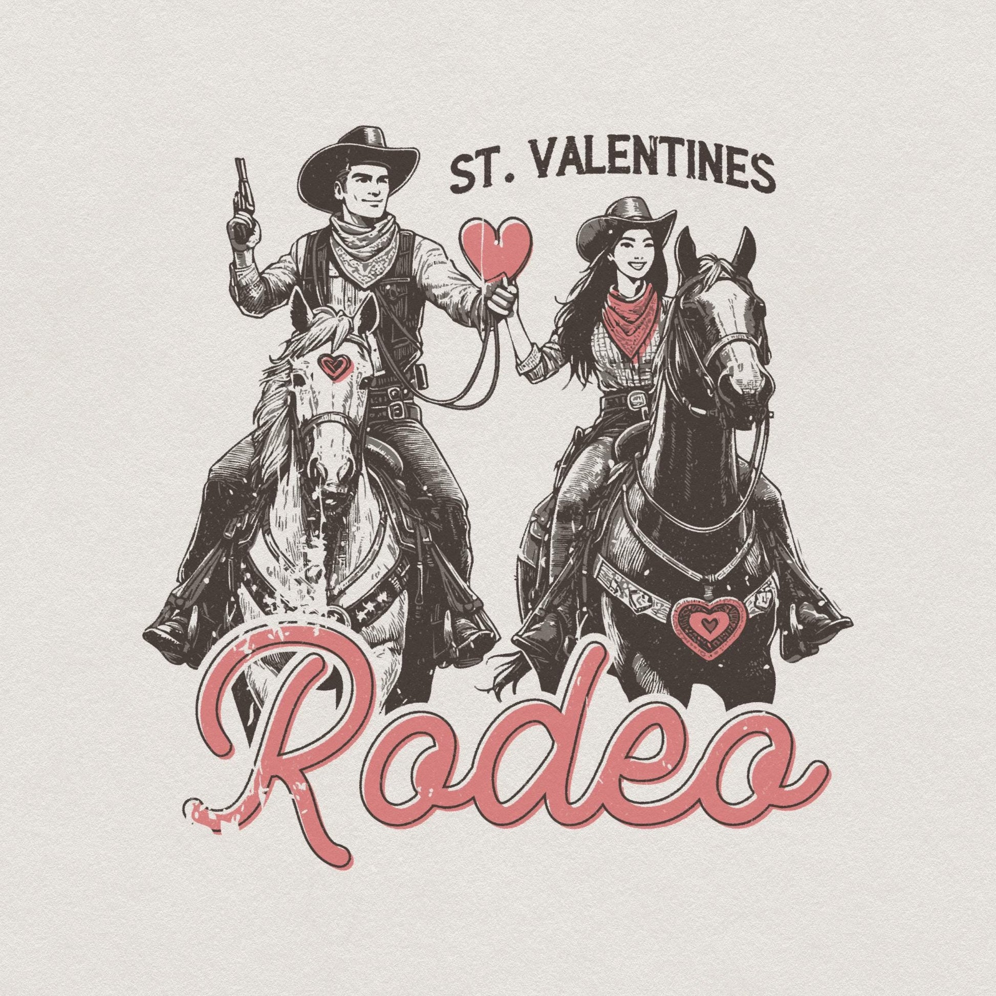St Valentine's Wild West Rodeo PNG, Vintage Western Valentine's Design -