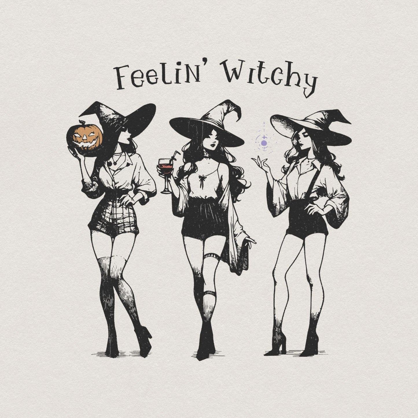 Retro Witch PNG, Halloween Design - 300 DPI Design for T-Shirt