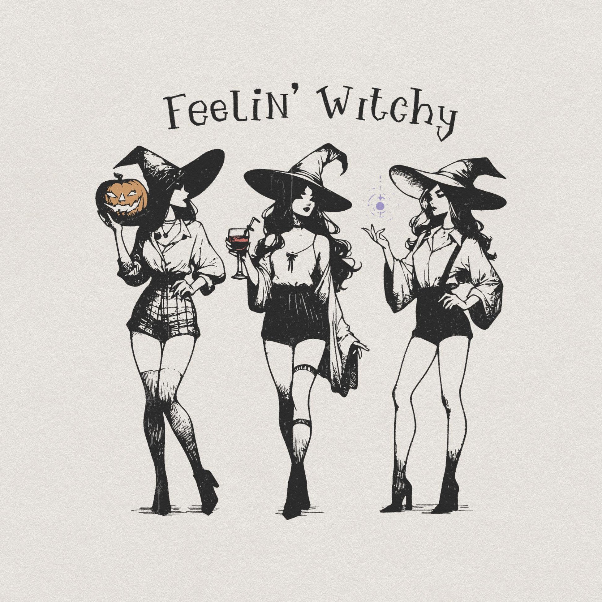 Retro Witch PNG, Halloween Design - 300 DPI Design for T-Shirt