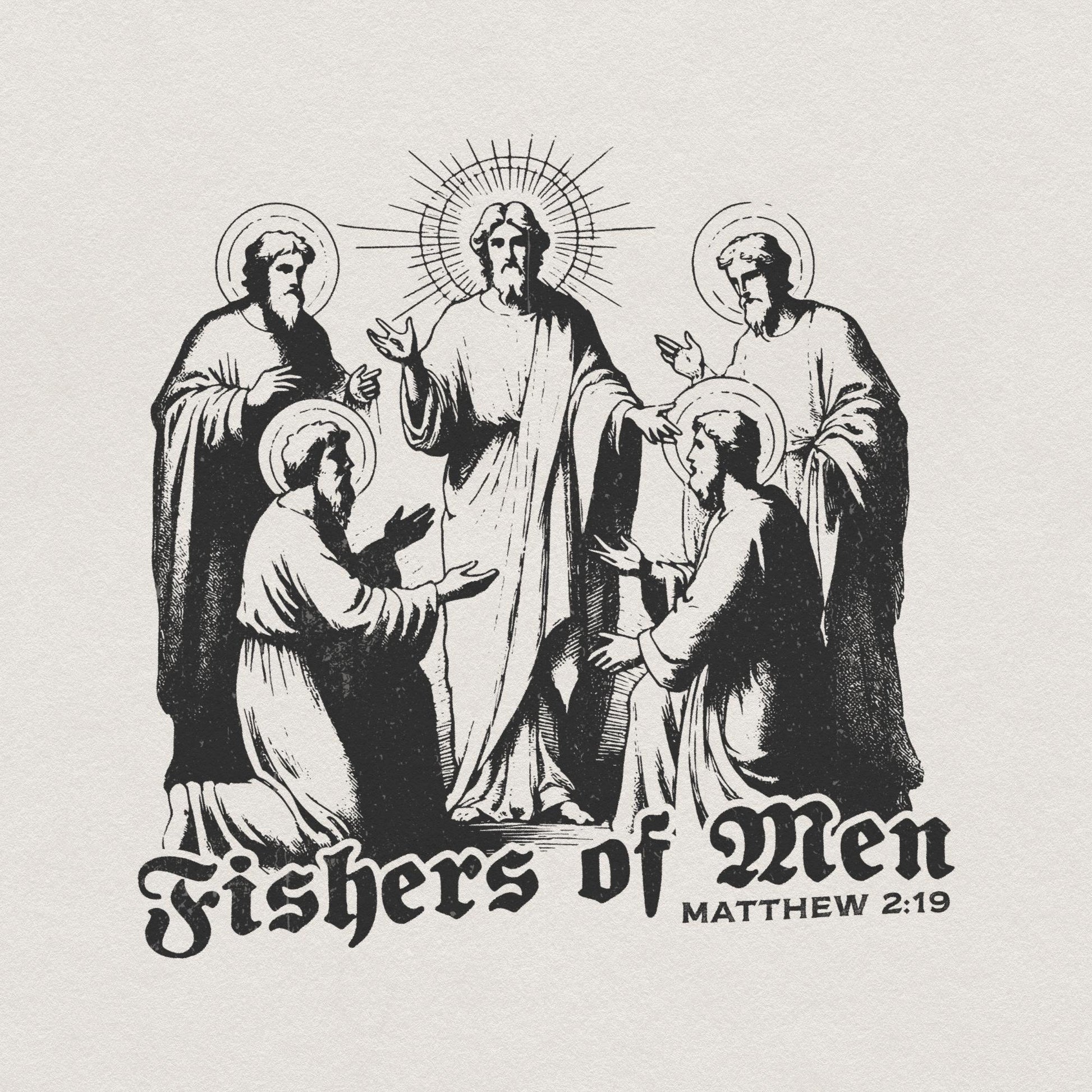 Fishers of Men PNG, Retro Christian Sublimation - 300 DPI Design for