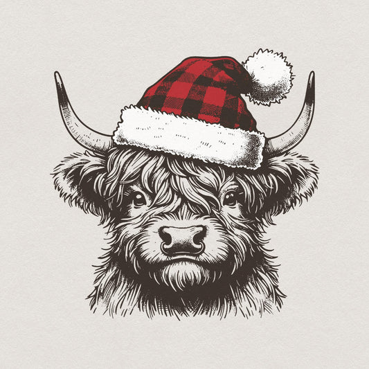 Highland Cow Christmas png, Christmas Cow png - 300 DPI Design for T-Shirt