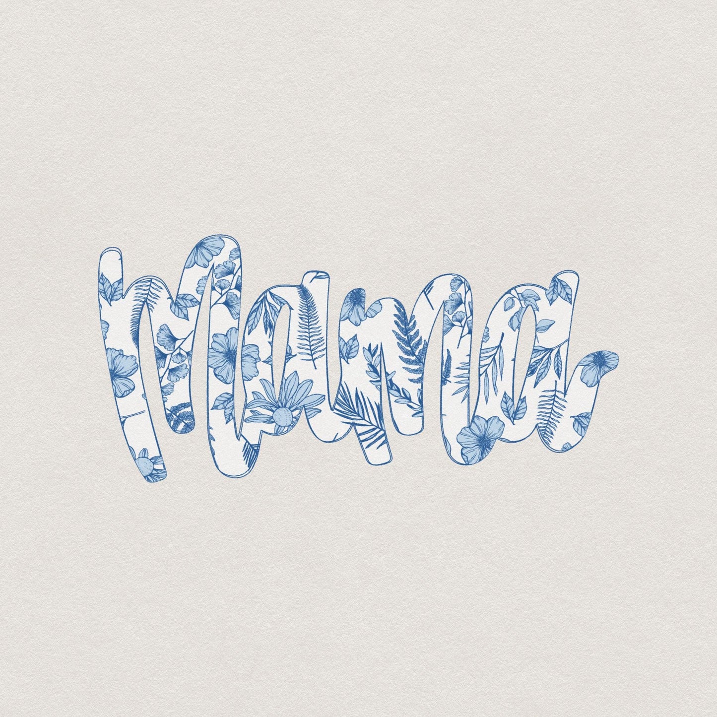 Mama Blue Willow Filled PNG, Mother's Day Sublimation Design - 300 DPI