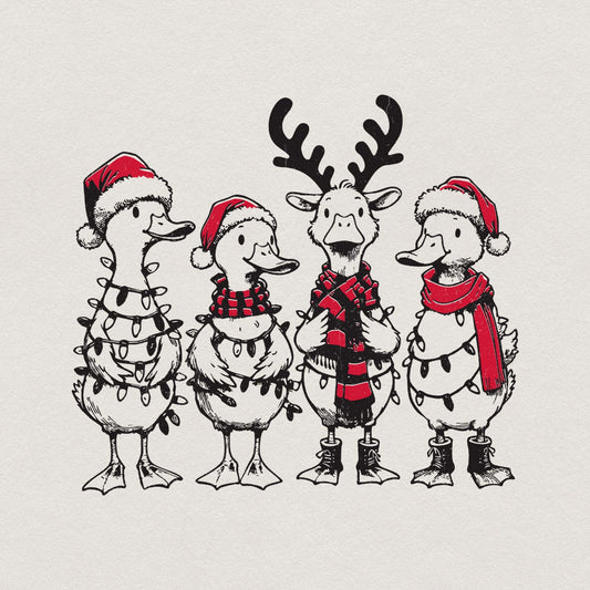 Funny Duck Christmas PNG Alt 3, Santa Ducks Christmas Light PNG - 300 DPI