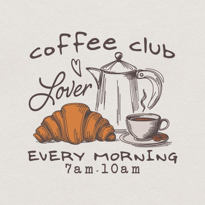 Coffee Club Lover PNG Alt 2, Trendy Coffee PNG - 300 DPI Design for T-Shirt
