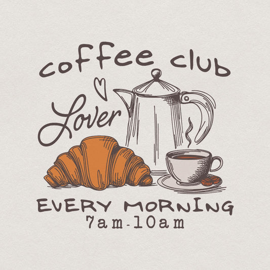 Coffee Club Lover PNG Alt 2, Trendy Coffee PNG - 300 DPI Design for T-Shirt