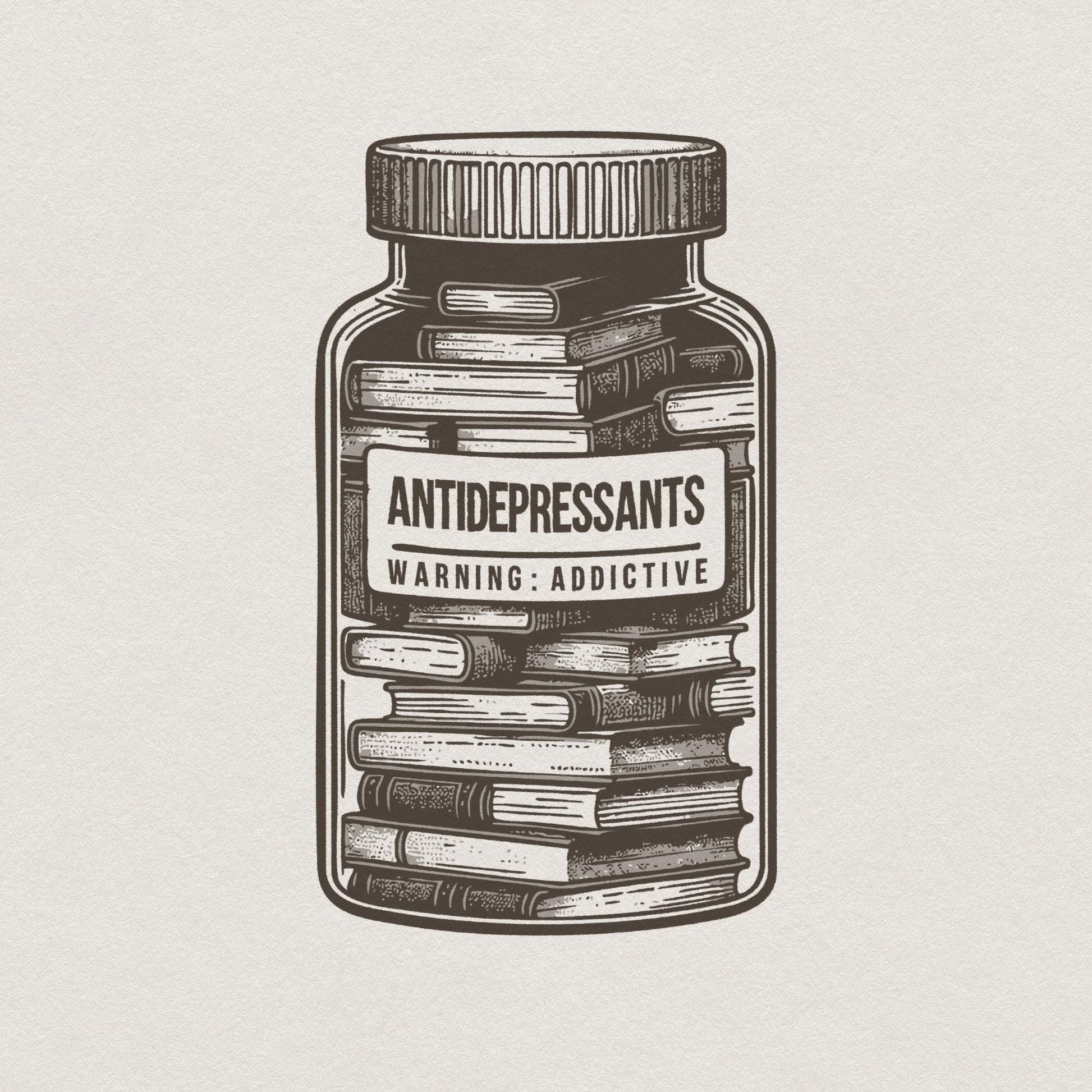 Antidepressant Book Lover PNG, Cute Bookish Sticker Design - 300 DPI