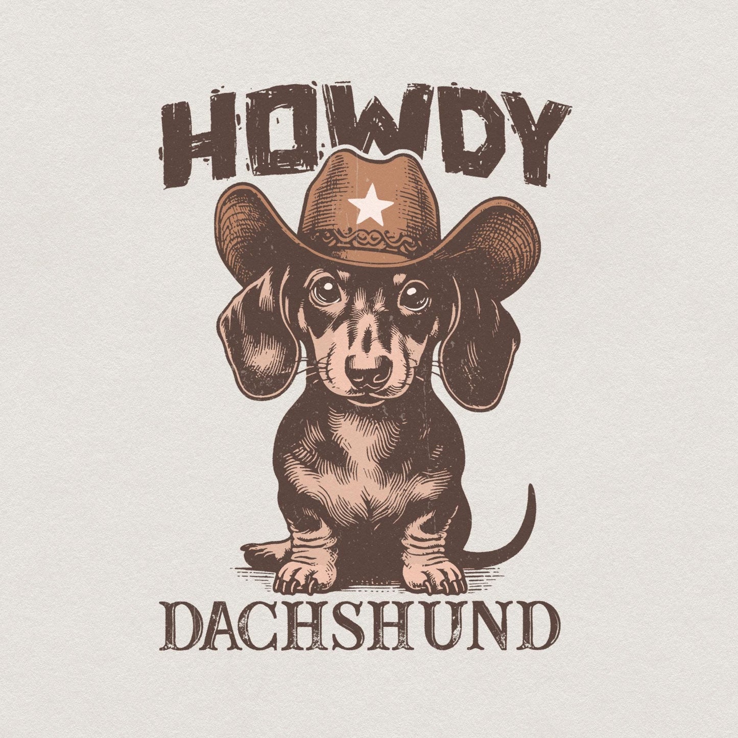 Howdy Dachshund Png Alt 2, Western Dachshund - 300 DPI Design for T-Shirt