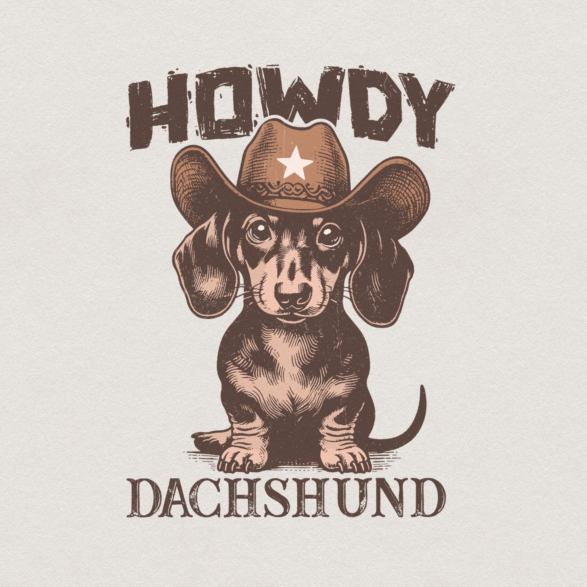 Howdy Dachshund Png Alt 2, Western Dachshund - 300 DPI Design for T-Shirt