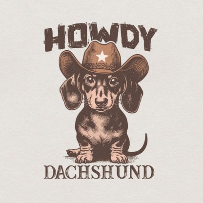 Howdy Dachshund Png Alt 2, Western Dachshund - 300 DPI Design for T-Shirt