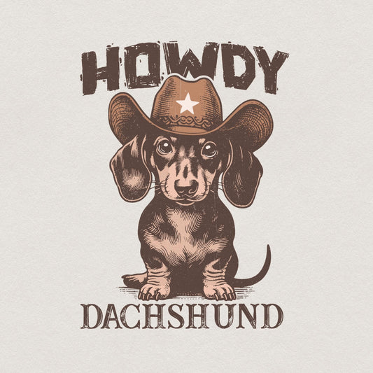 Howdy Dachshund Png Alt 2, Western Dachshund - 300 DPI Design for T-Shirt