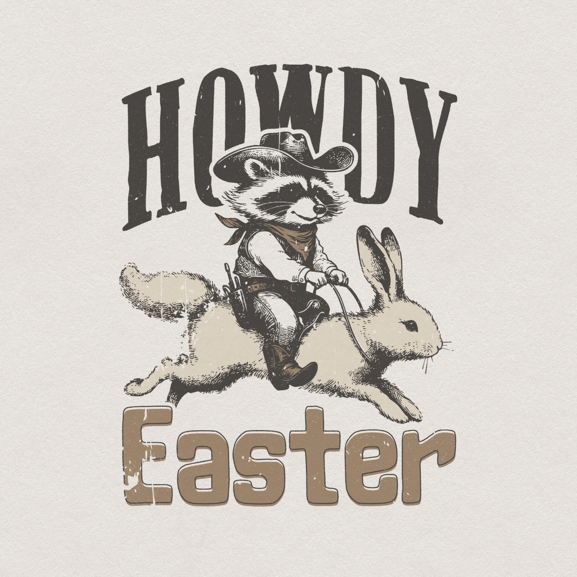 Howdy Easter PNG, Western Easter Raccoon png - 300 DPI Design for T-Shirt