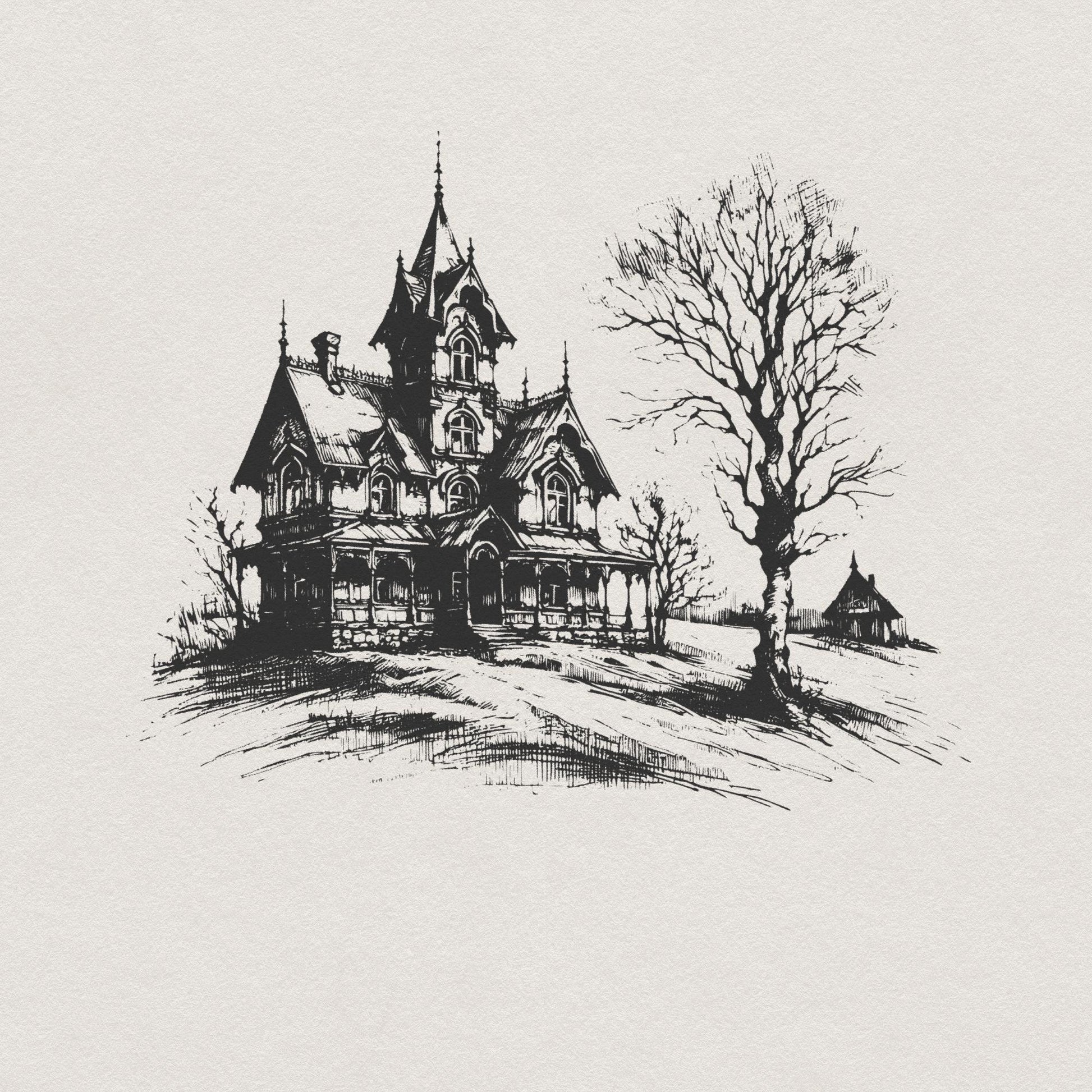 Spooky Halloween Haunted House Png Alt 2, Retro Fall Sublimation - 300