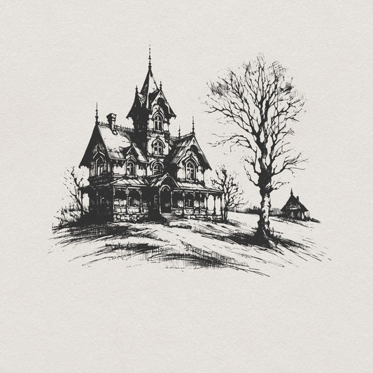 Spooky Halloween Haunted House Png Alt 2, Retro Fall Sublimation - 300