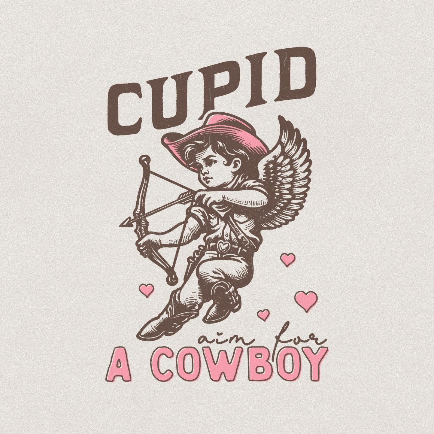 Cupid Aim for a Cowboy PNG, Digital Download - 300 DPI Design for T-Shirt