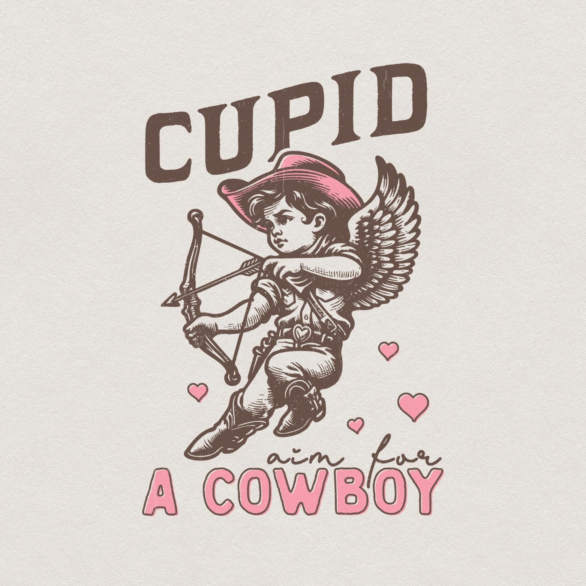 Cupid Aim for a Cowboy PNG, Digital Download - 300 DPI Design for T-Shirt