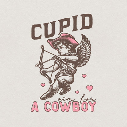 Cupid Aim for a Cowboy PNG, Digital Download - 300 DPI Design for T-Shirt