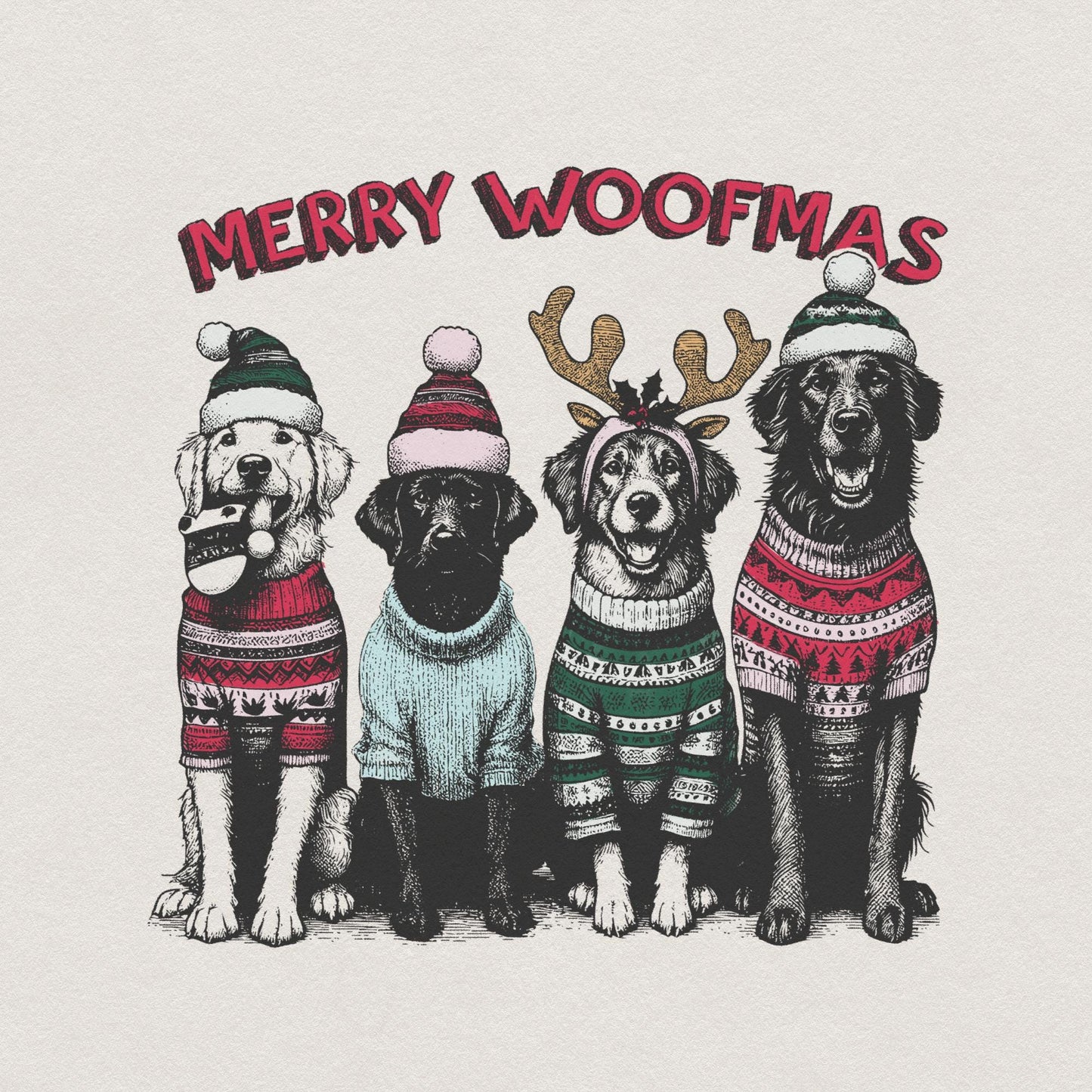 Merry Woofmas PNG Alt 2, Dog Mama PNG - 300 DPI Design for T-Shirt