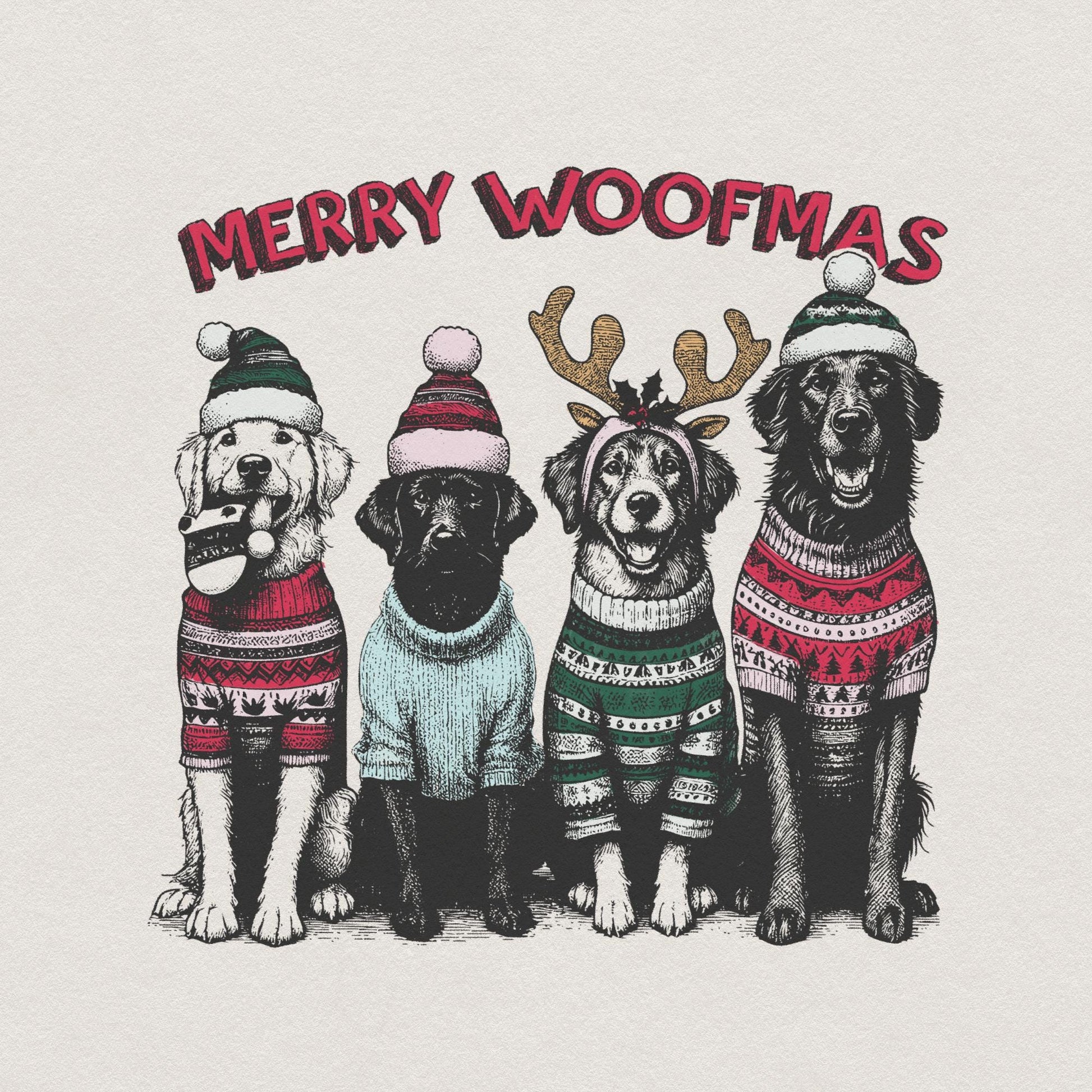 Merry Woofmas PNG Alt 2, Dog Mama PNG - 300 DPI Design for T-Shirt