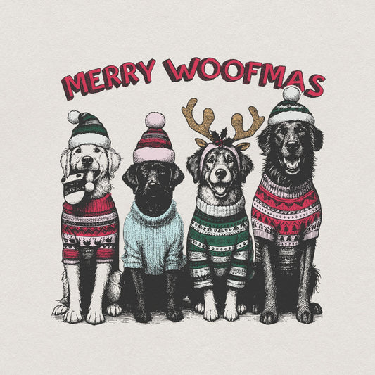 Merry Woofmas PNG Alt 2, Dog Mama PNG - 300 DPI Design for T-Shirt