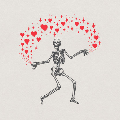 Funny Valentine PNG Alt 2, Skeleton Valentine - 300 DPI Design for T-Shirt