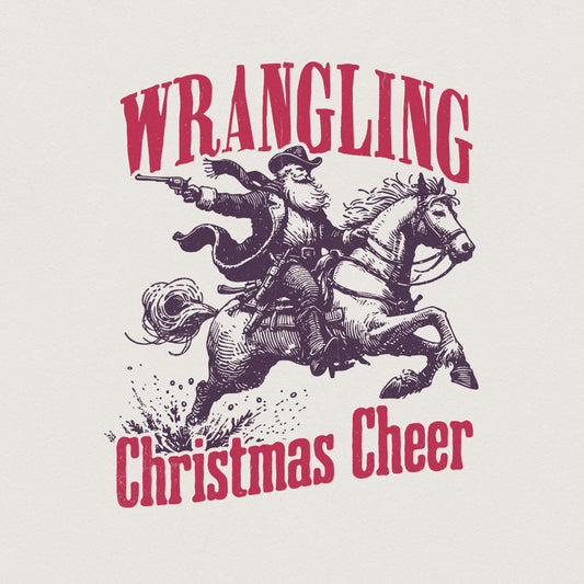 Wrangling Cowboy Alt 2, Santa Western PNG - 300 DPI Design for T-Shirt