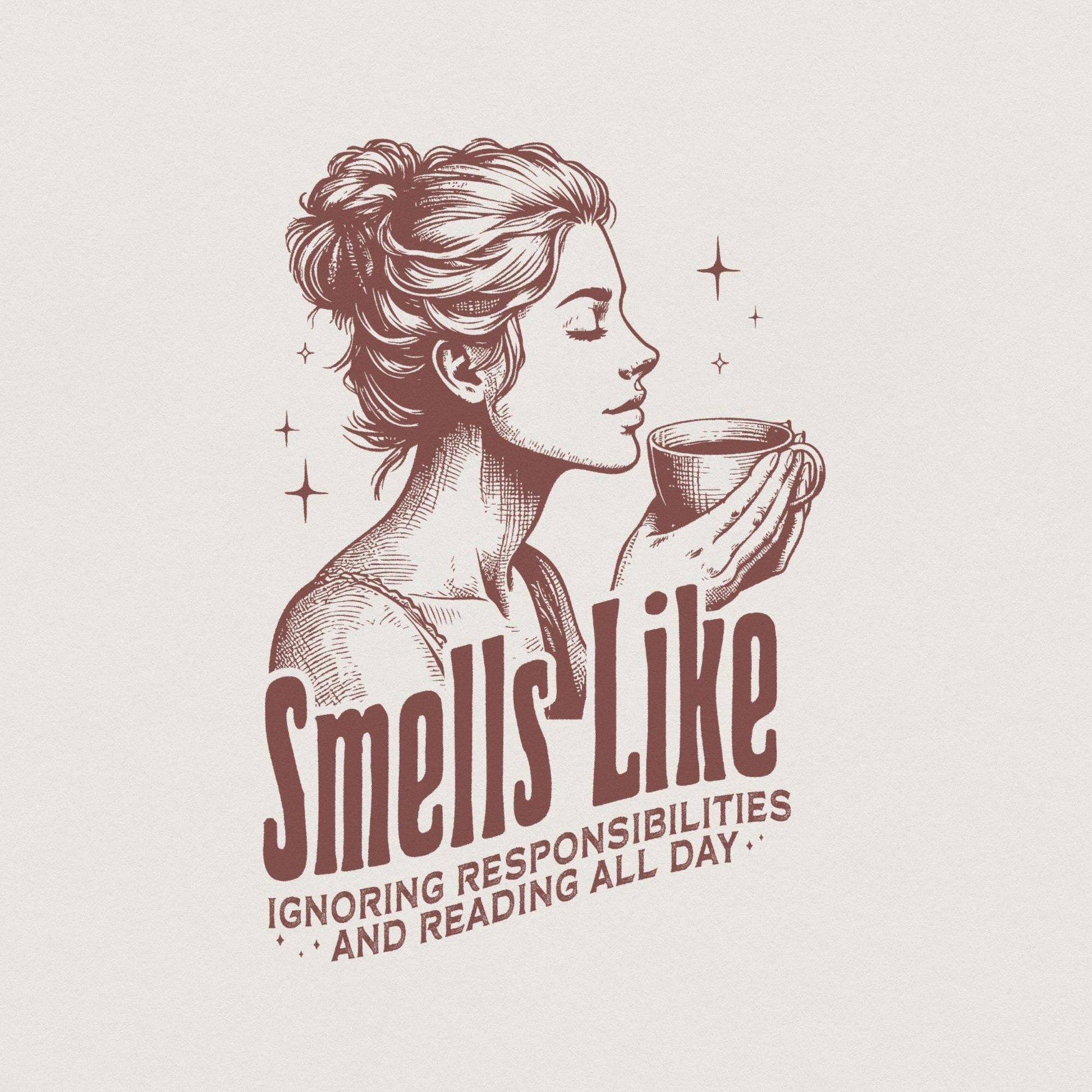 Smells like Reading Books PNG, Vintage Christmas Book Lover Design - 300