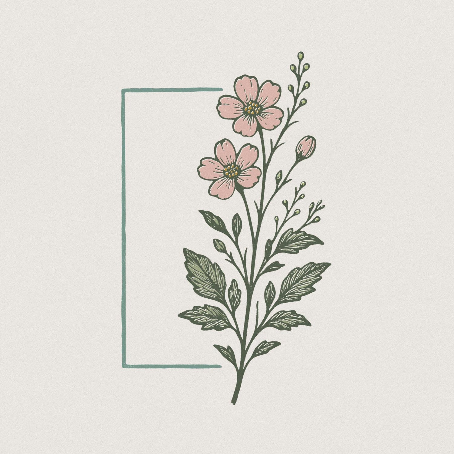 Wildflower PNG, Minimalist Botanical Print - 300 DPI Design for T-Shirt