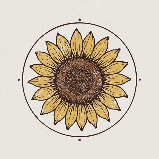 Sunflower PNG, Vintage Floral Art - 300 DPI Design for T-Shirt