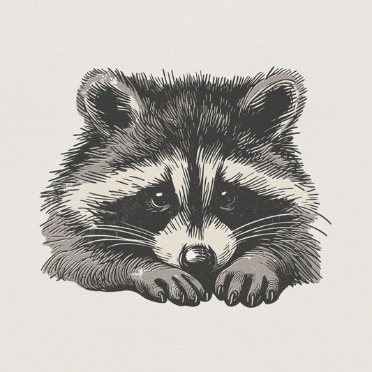 Cute Raccoon PNG, Hand-Drawn Animal Art, Forest Wildlife Illustration