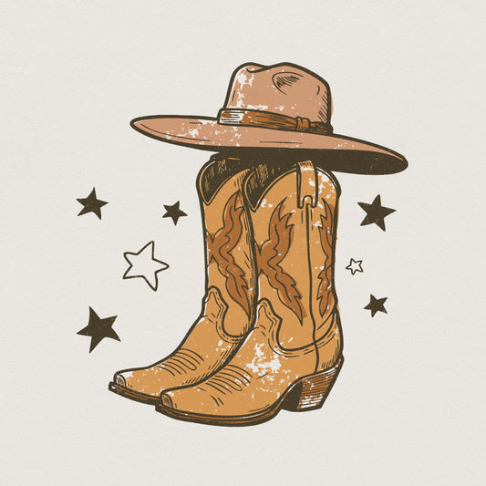 Cowboy Boots Hat PNG, Western Country Shirt Printable