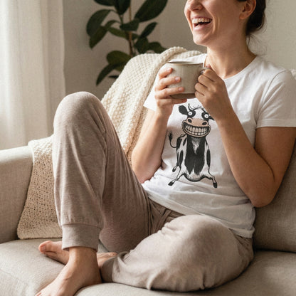 Grinning Cow PNG, Funny Cartoon Cow Art, Cute Farm Animal Clipart